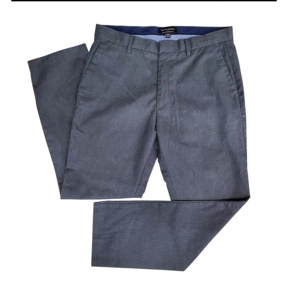 Banana Republic Men's Gray Non-Iron Tailored Slim-Fit Flat Front Pants Sz 32x30